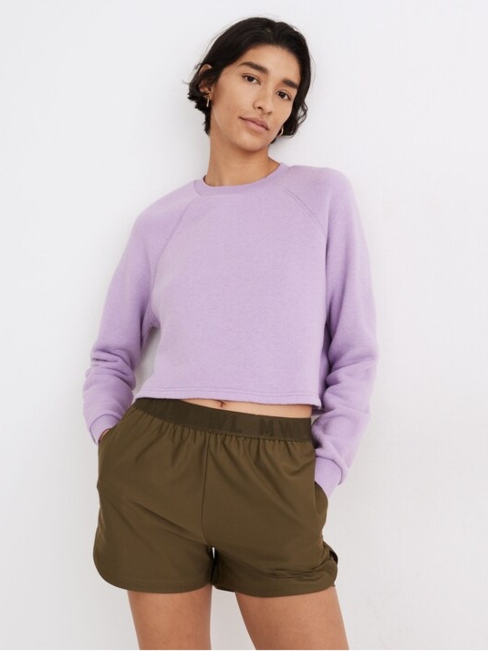 Madewell MWL Airyterry Crop Sweatshirt, Violet, Large